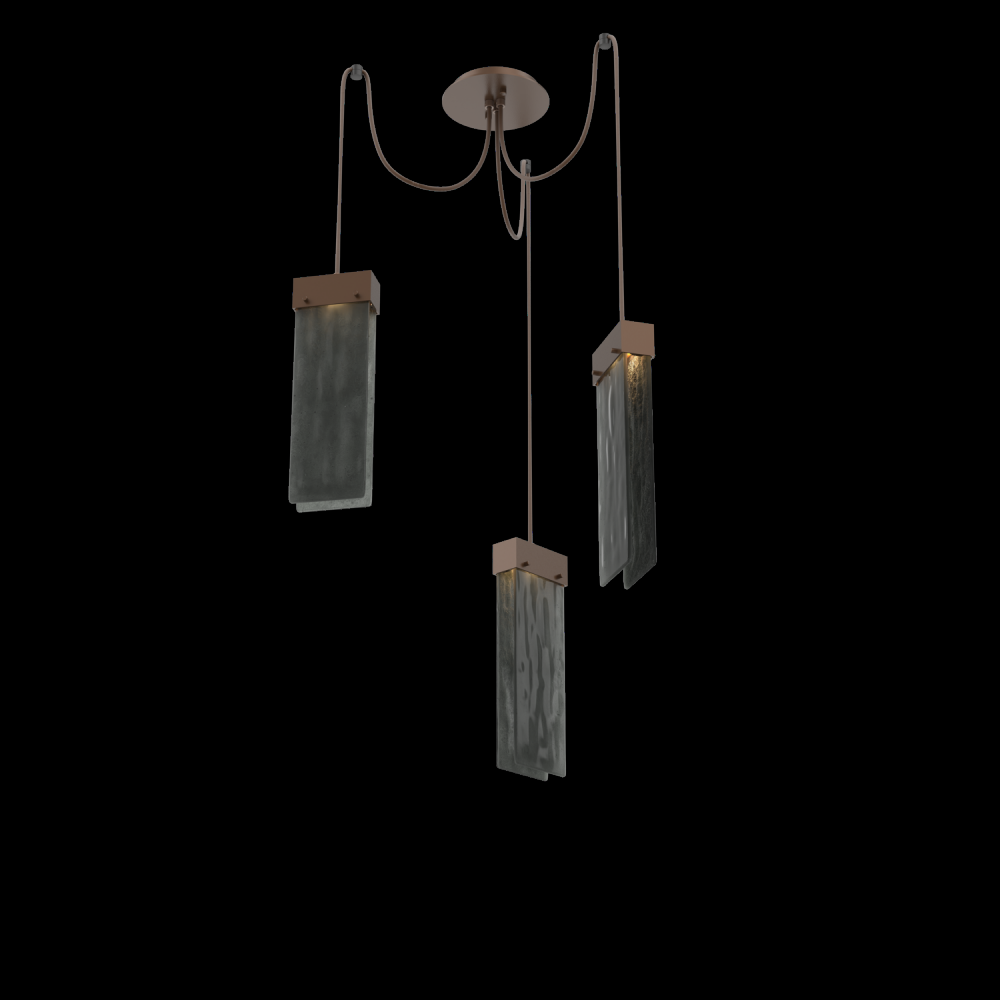 Parallel Glass Round 3pc Swag Multi-Pendant