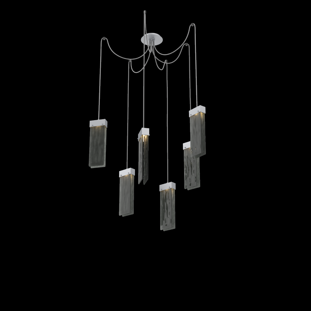 Parallel Glass Round 6pc Swag Multi-Pendant