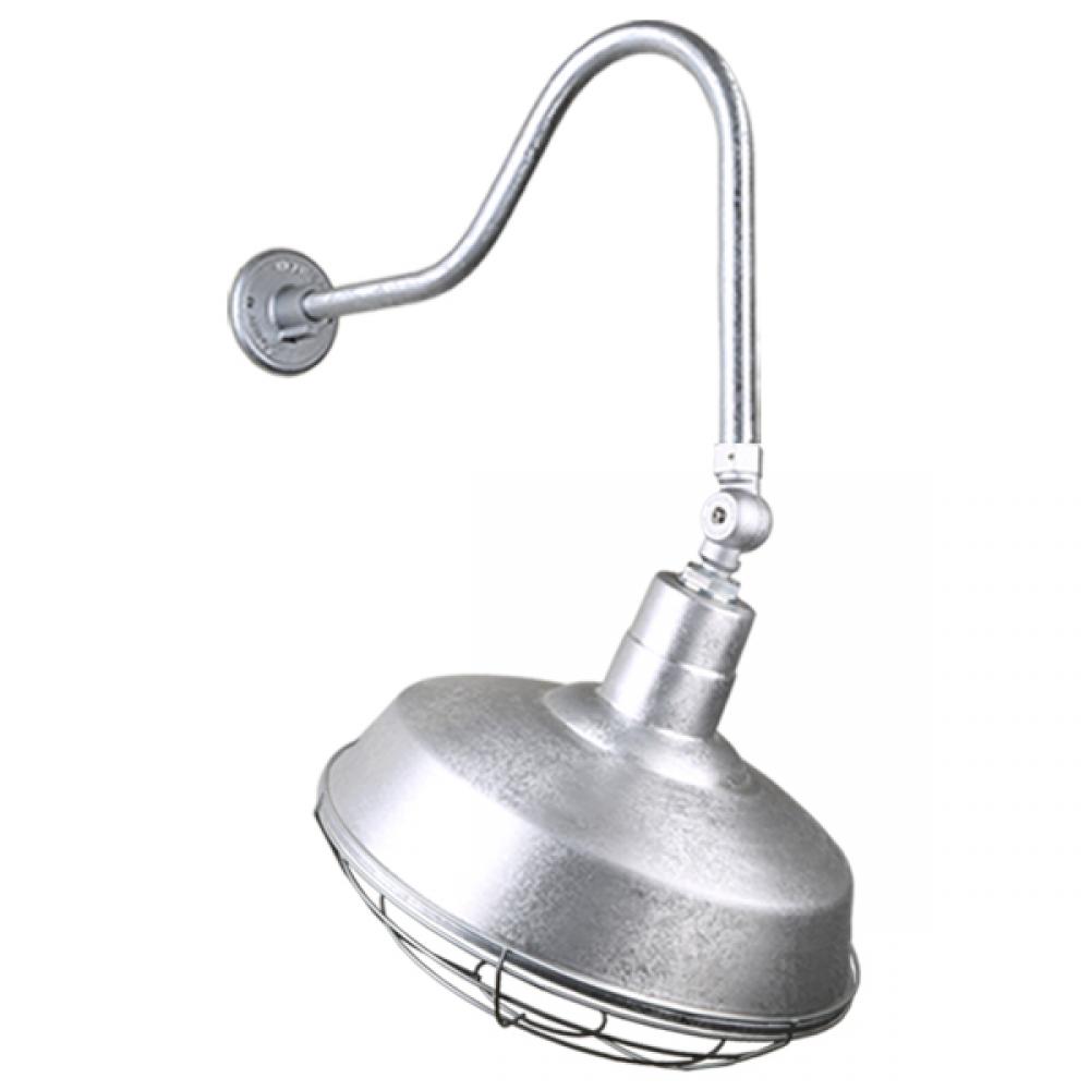 14&#34; Gooseneck Light Warehouse Shade, QSNHL-H Arm, Swivel Knuckle & Wire Guard Accessories