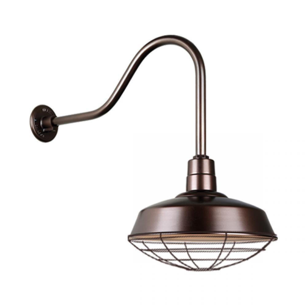 16&#34; Gooseneck Light Warehouse Shade, QSNHL-H Arm, Wire Guard Accessory