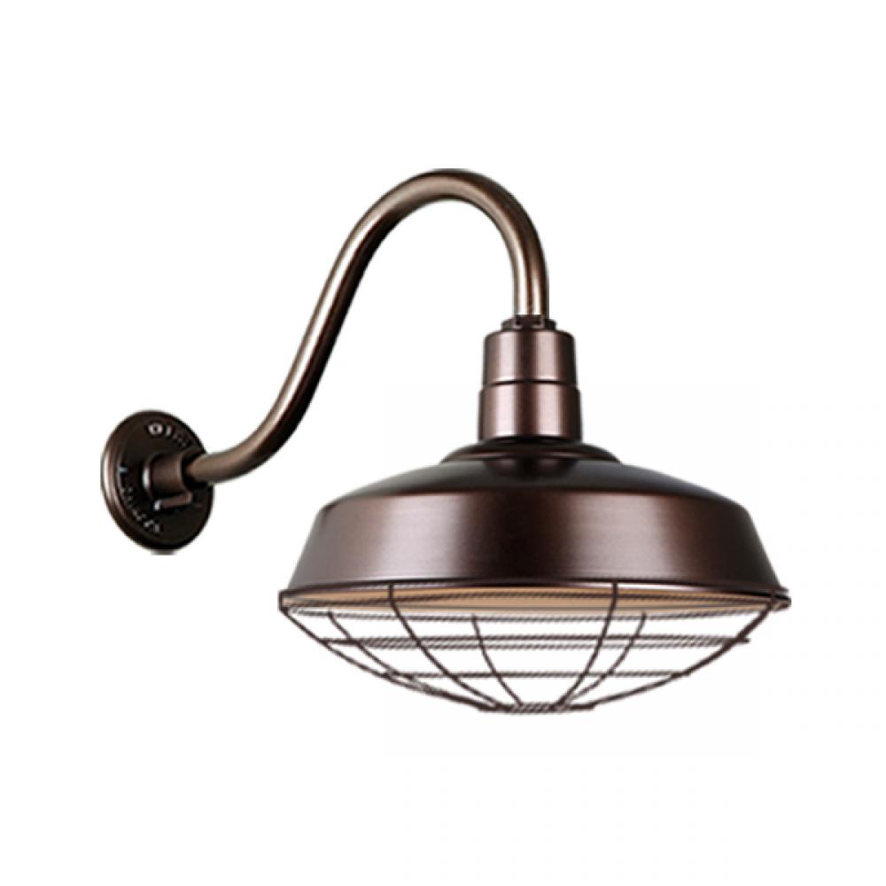 18&#34; Gooseneck Light Warehouse Shade, QSNB-42 Arm, Wire Guard Accessory