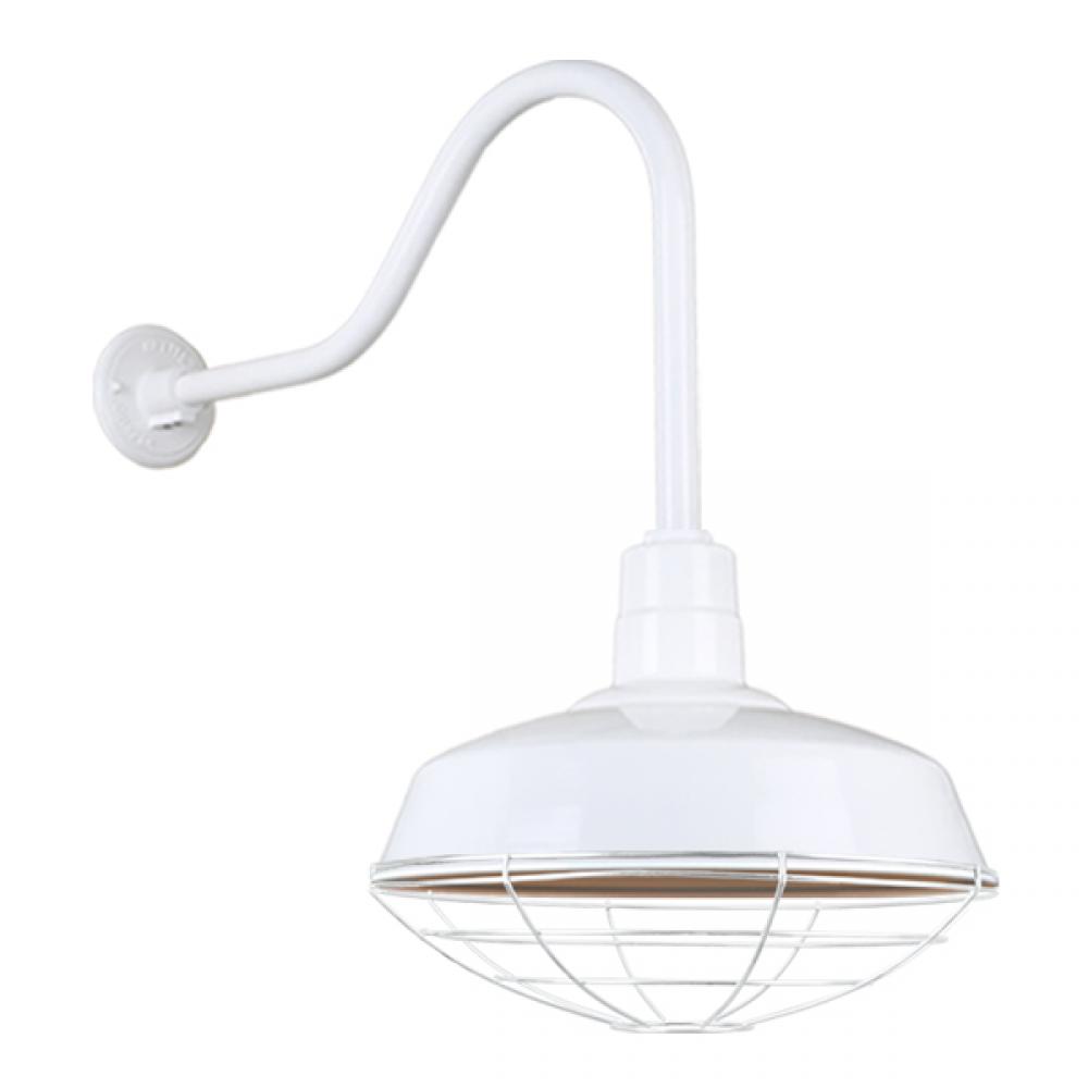 18&#34; Gooseneck Light Warehouse Shade, QSNHL-H Arm, Wire Guard Accessory