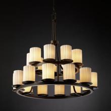 Justice Design Group POR-8767-10-SAWT-DBRZ - Dakota 21-Light 2-Tier Ring Chandelier