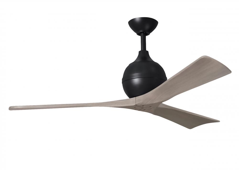 Irene-3 three-blade paddle fan in Matte Black finish with 52&#34; gray ash tone blades.