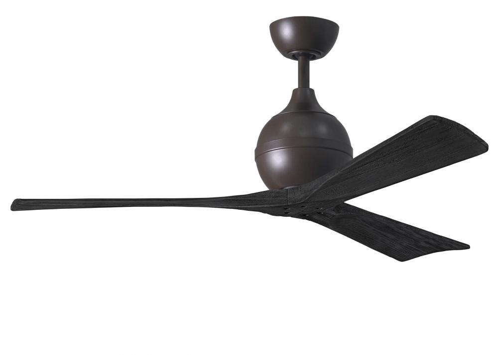 Irene-3 three-blade paddle fan in Textured Bronze finish with 52&#34; solid matte black wood blade