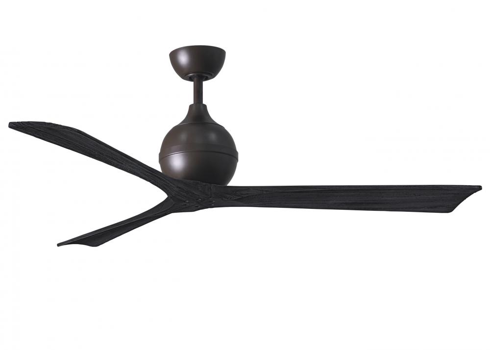 Irene-3 three-blade paddle fan in Textured Bronze finish with 60&#34; solid matte black wood blade