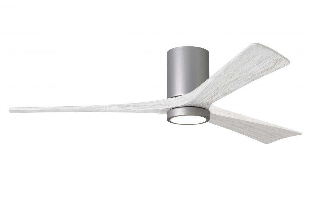 Irene-3HLK three-blade flush mount paddle fan in Brushed Nickel finish with 60” solid matte whit
