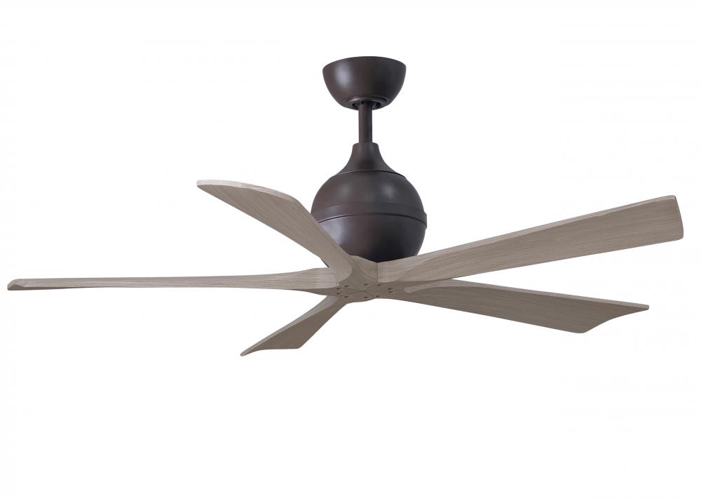 Irene-5 five-blade paddle fan in Textured Bronze finish with 52&#34; with gray ash blades.
