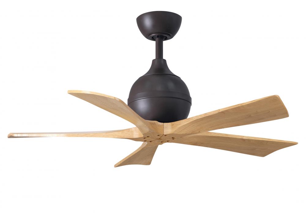 Irene-5 five-blade paddle fan in Textured Bronze finish with 42&#34; with light maple blades.