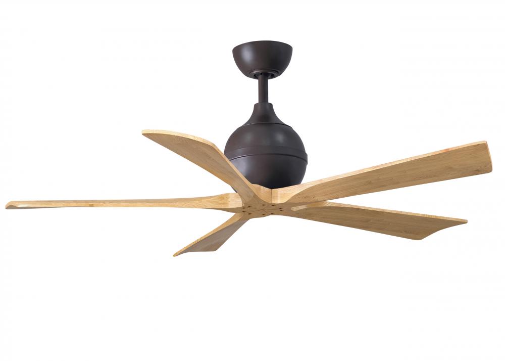 Irene-5 five-blade paddle fan in Textured Bronze finish with 52&#34; with light maple blades.