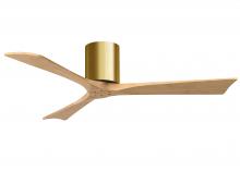 Matthews Fan Company IR3H-BRBR-LM-52 - Irene-3H three-blade flush mount paddle fan in Brushed Brass finish with 52” Matte White tone bl