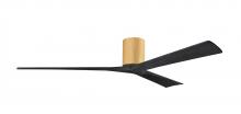 Matthews Fan Company IR3H-LM-BK-72 - Irene-3H three-blade flush mount paddle fan in Light Maple finish with 60” Matte Black tone blad