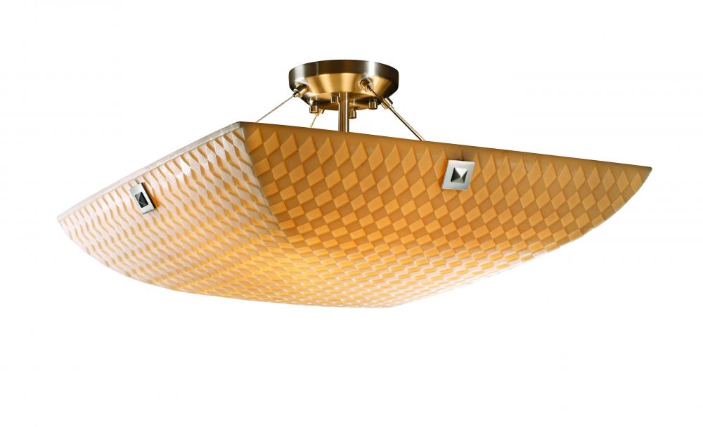 24&#34; Semi-Flush Bowl w/ PAIR SQUARE W/ POINTS FINIALS