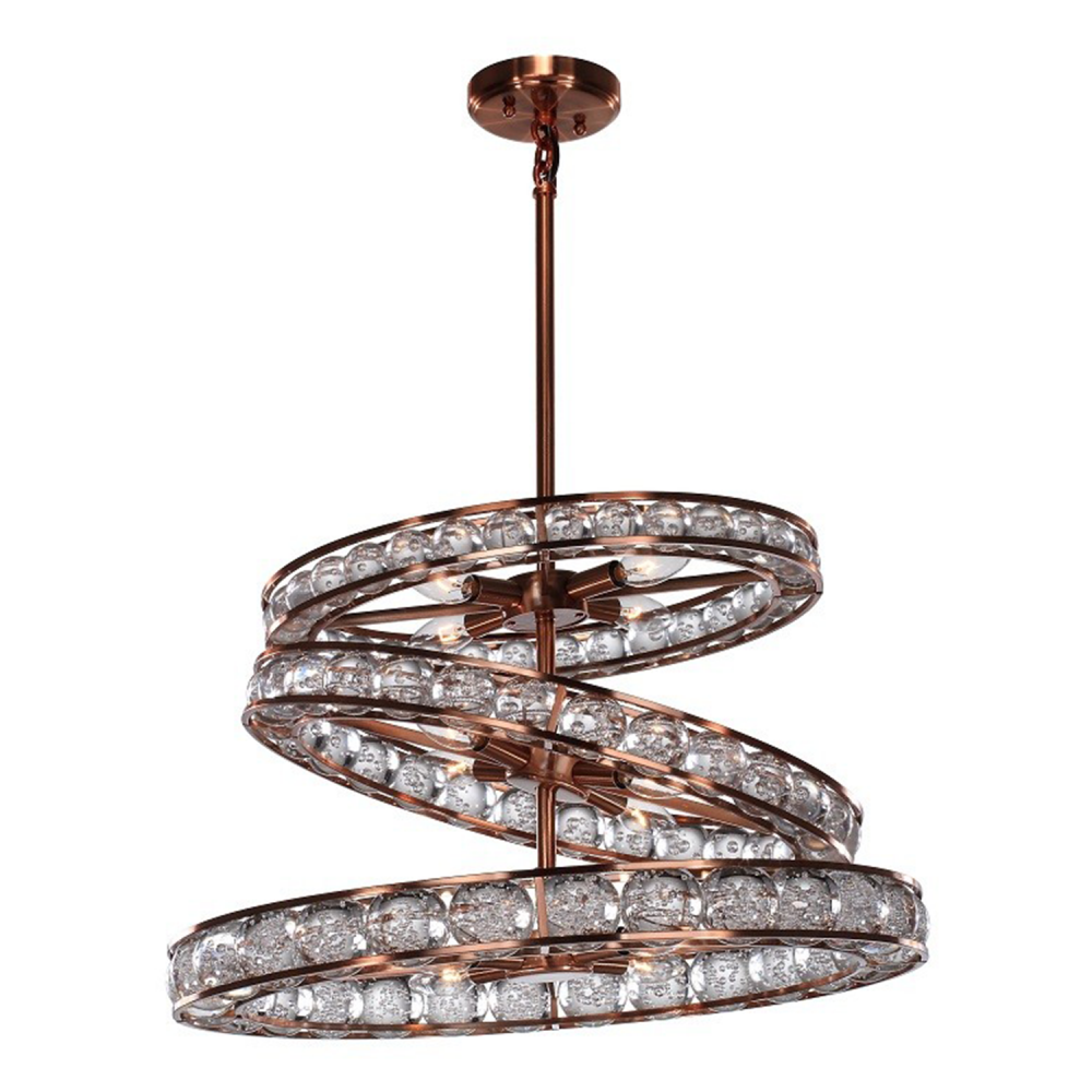 3-Tier 24&#34; Modern Ring Copper Bubble Crystal Chandelier