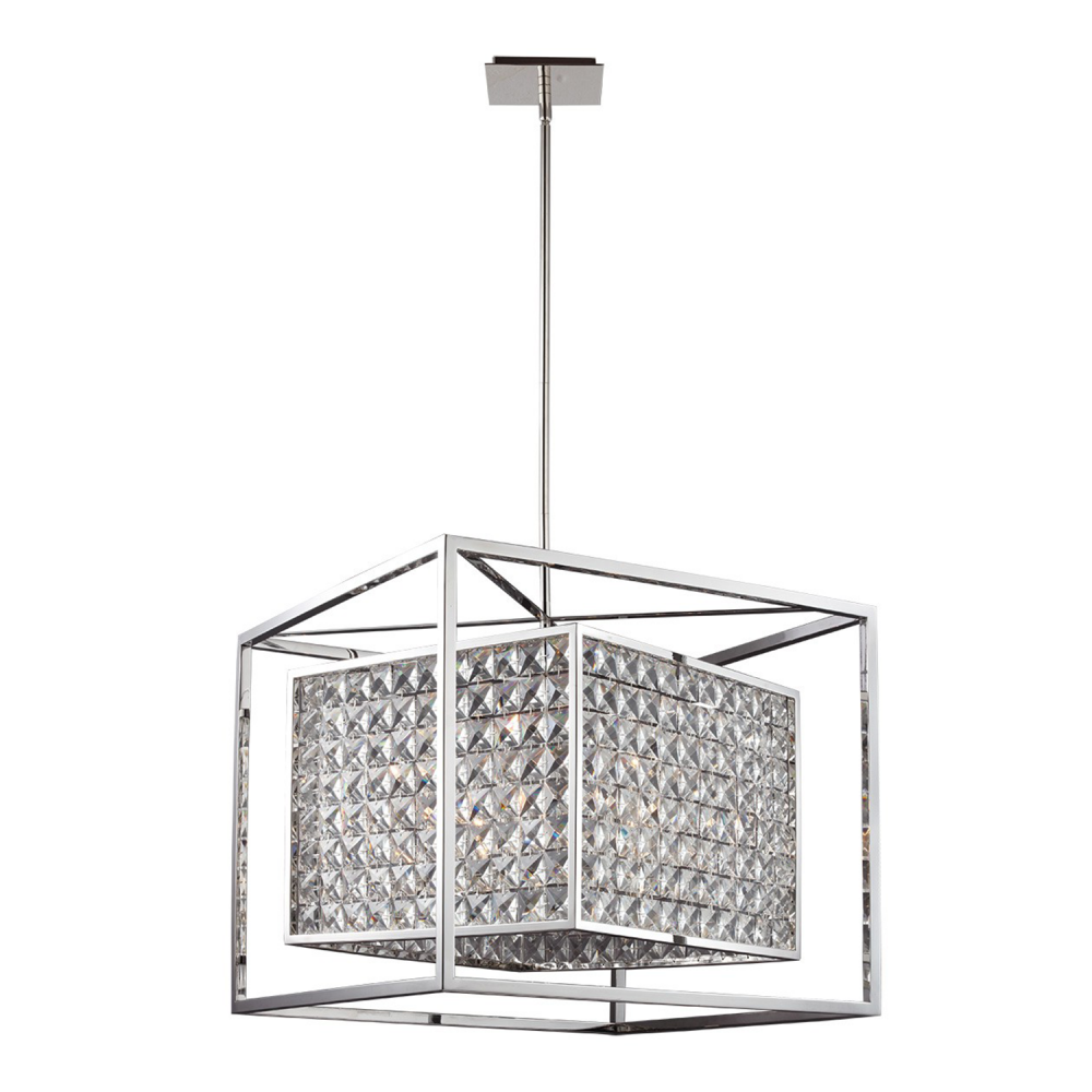 6-Light 20&#34; Geometric Crystal Chandelier