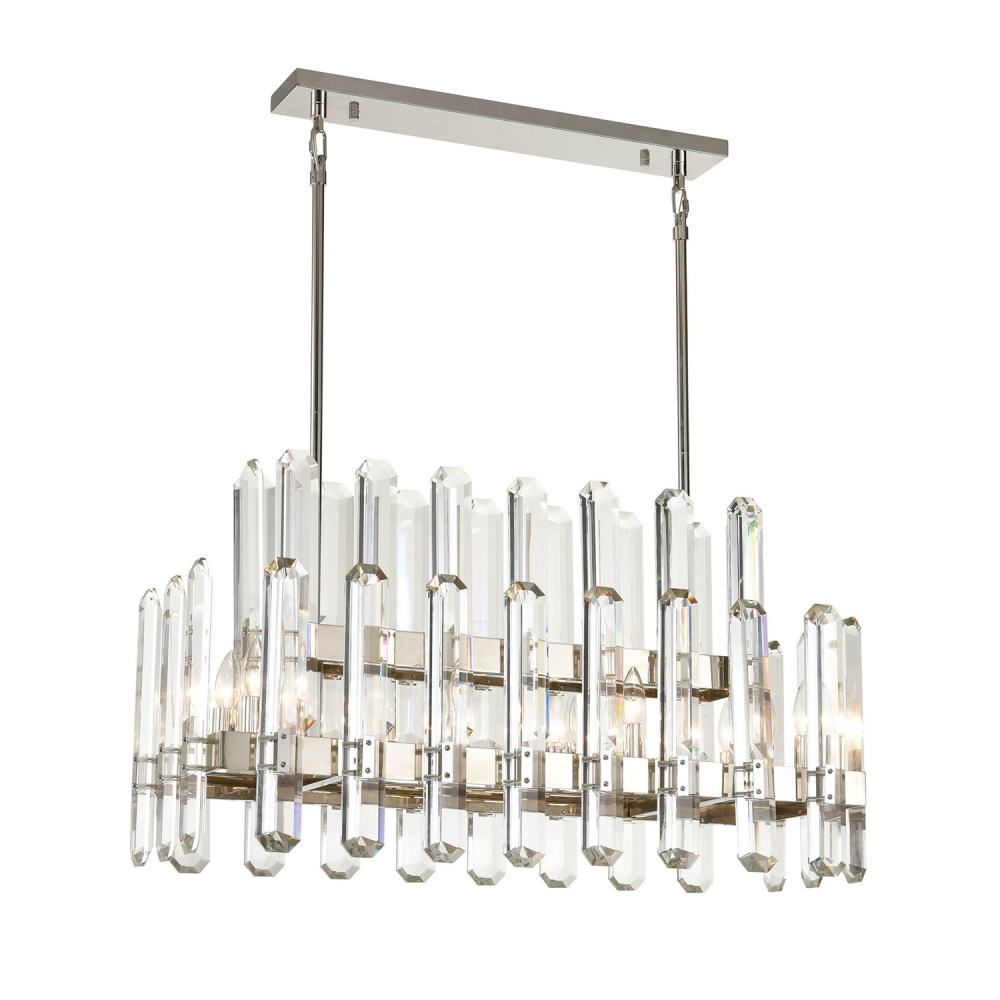 Clarion 36&#34; 10-Light, Vertical Crystal Tier Chandelier in Nickel