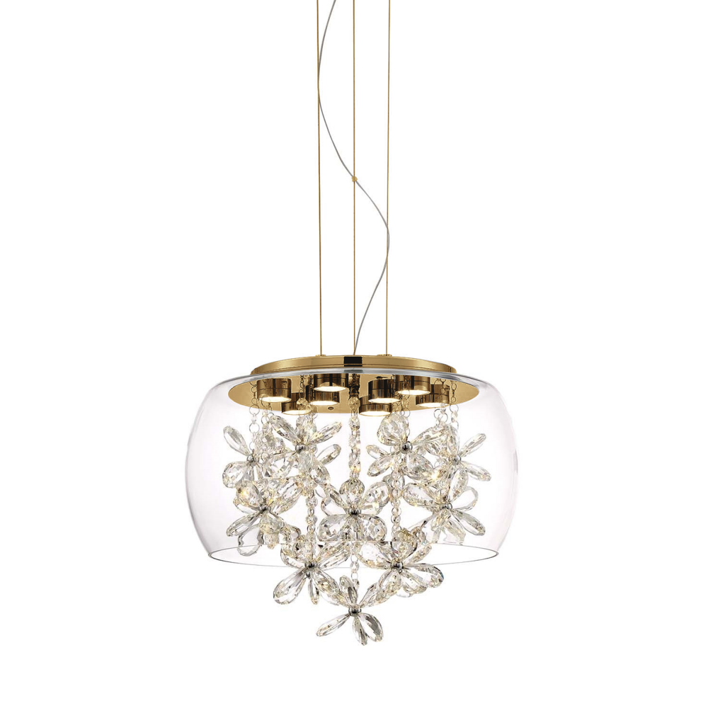 Destiny 16&#34; LED Crystal Pendant with Glass Shade & Polished Nickel