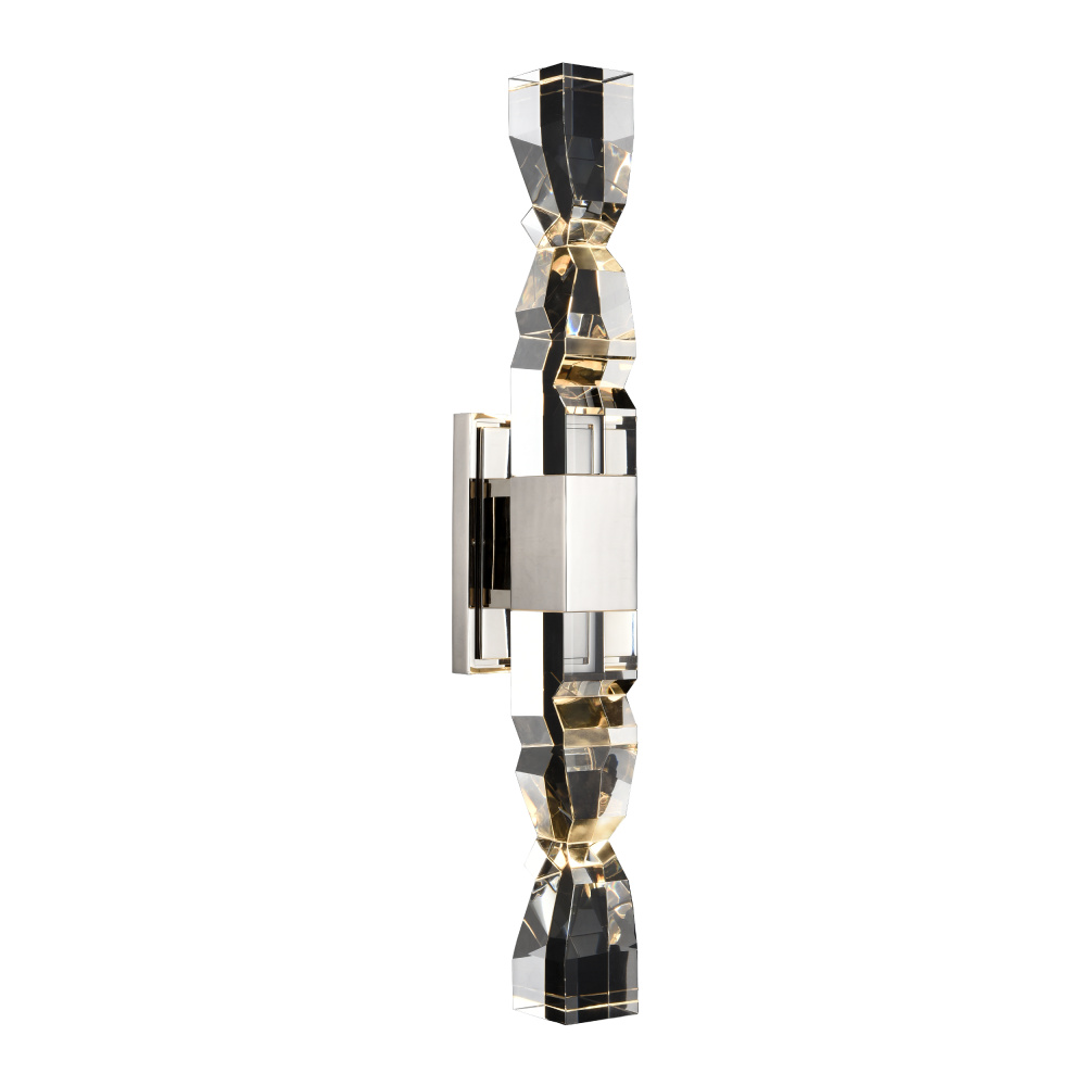 Mamadim LED 3&#34;x3&#34; Single Crystal Duo Wall Sconce in Polished Nickel