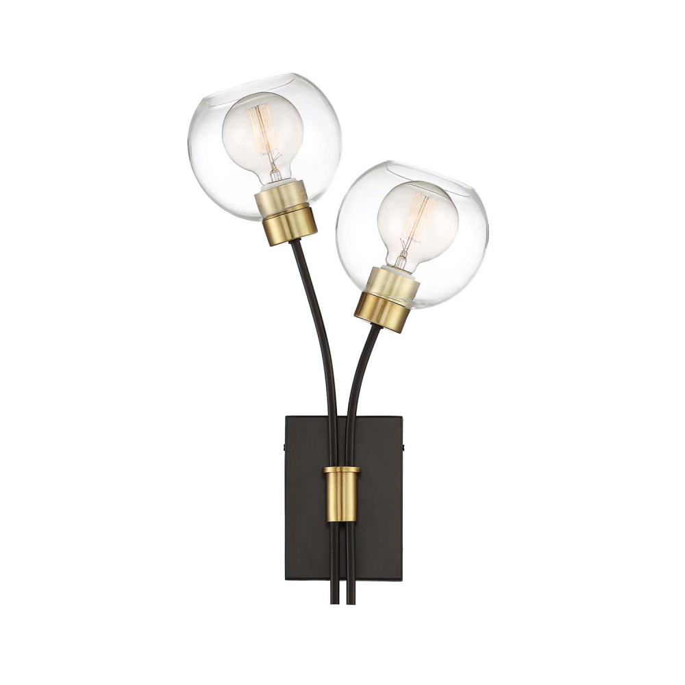 2-Light 20&#34; Polished Brass Vertical Floral Wall Sconce