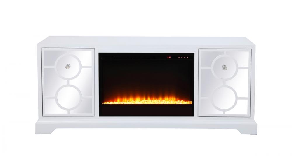 Elegant Lighting Mirrored TV Stand with Fireplace Insert - Thumbnail 4
