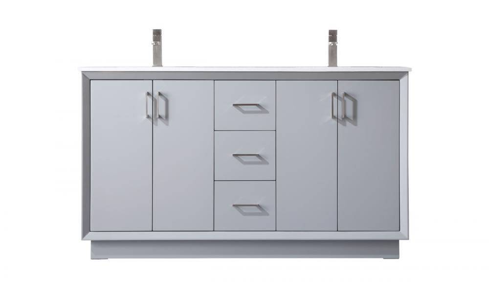 Vanity Cabinet 3Dw 4Dr 60&#34;W x 22&#34;D x 35&#34;H grey