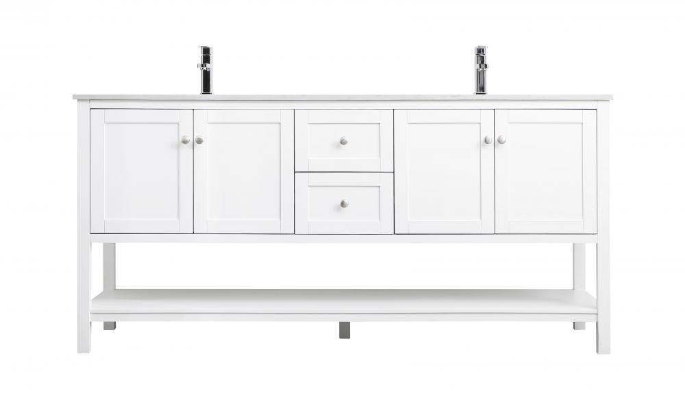 Vanity Cabinet 4dr 2dw W72&#34;D21.5&#34;H35&#34; White