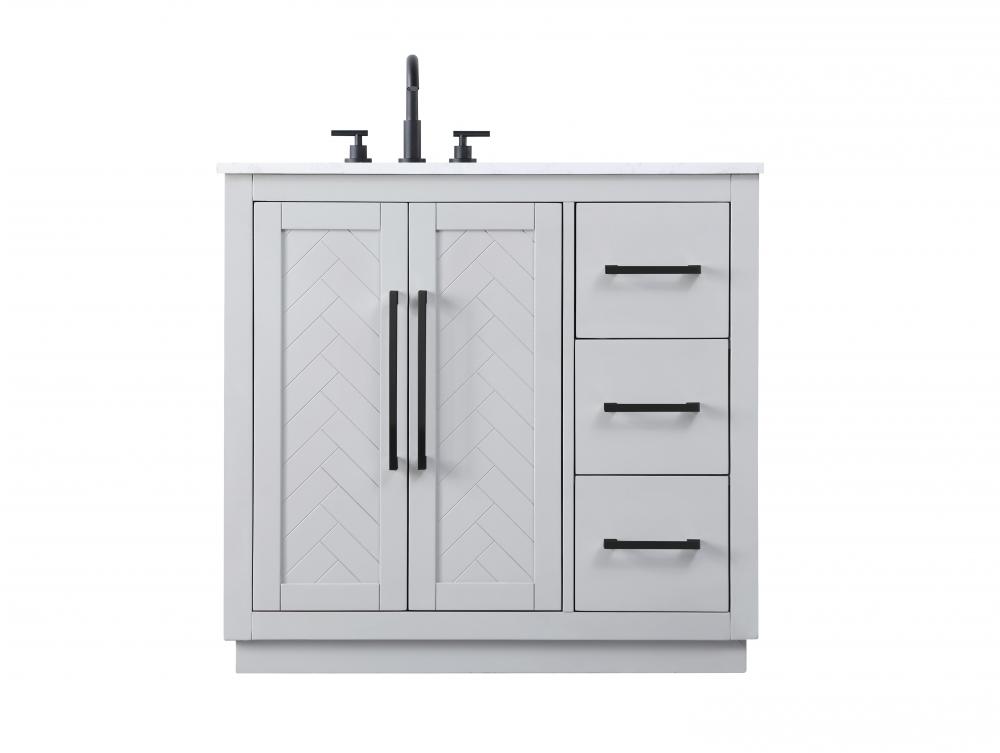 Vanity Cabinet 2Dr 3Dw W36&#34;xD21.5&#34;xH34&#34; Grey