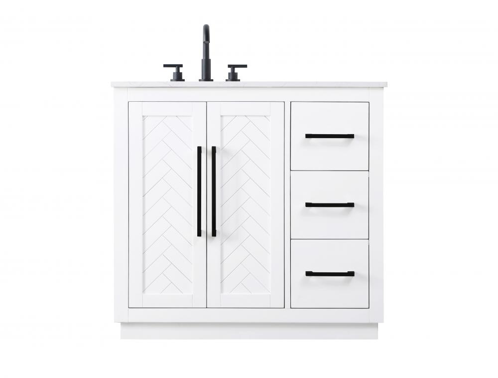 Vanity Cabinet 2Dr 3Dw W36&#34;xD21.5&#34;xH34&#34; White