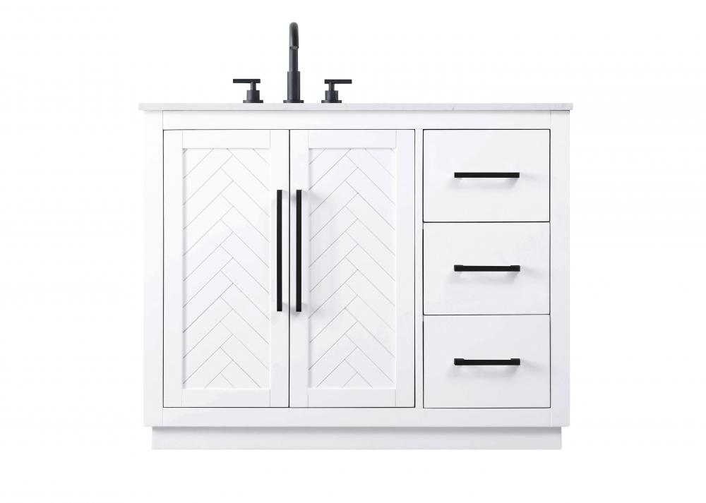 Vanity Cabinet 2Dr 3Dw W42&#34;xD21.5&#34;xH34&#34; White