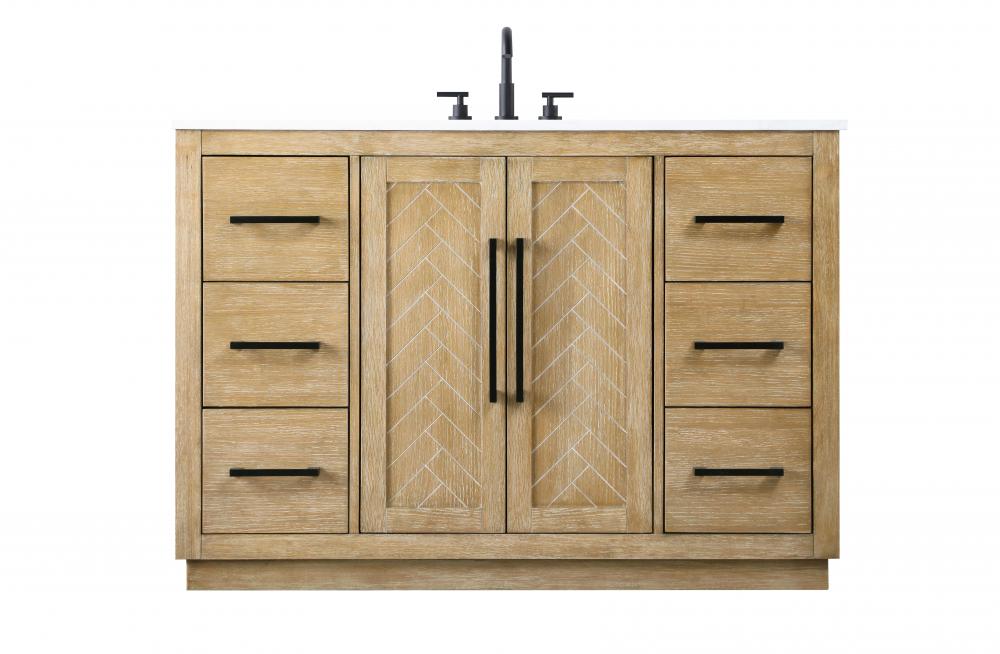Vanity Cabinet 2Dr 6Dw W48&#34;xD21.5&#34;xH34&#34; Linen Oak