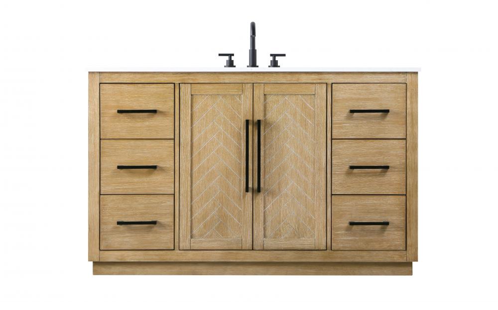 Vanity Cabinet 2Dr 6Dw W54&#34;xD21.5&#34;xH34&#34; Linen Oak