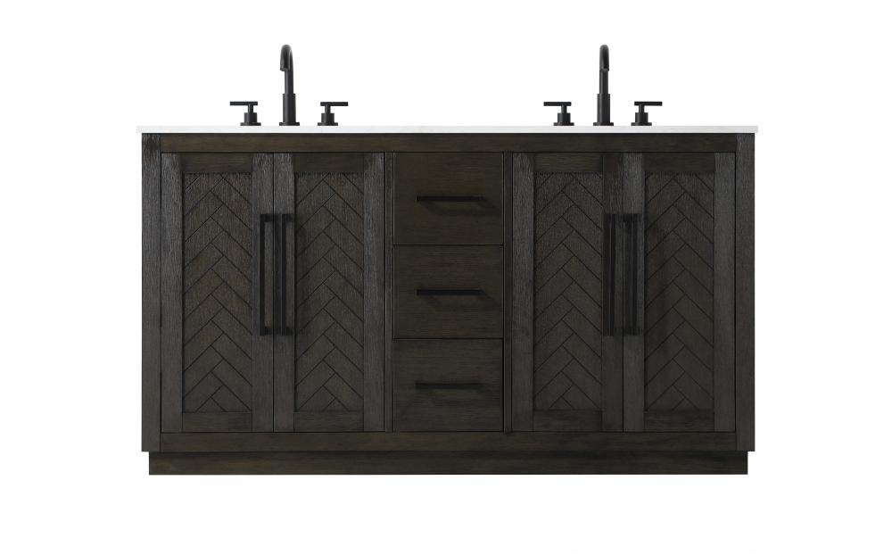 Vanity Cabinet 4Dr 3Dw W60&#34;xD21.5&#34;xH34&#34; Chocolate Oak