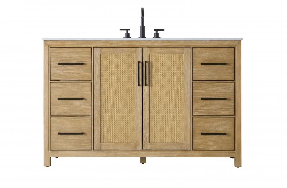 54 Inch Single Bathroom Vanity In Linen Oak