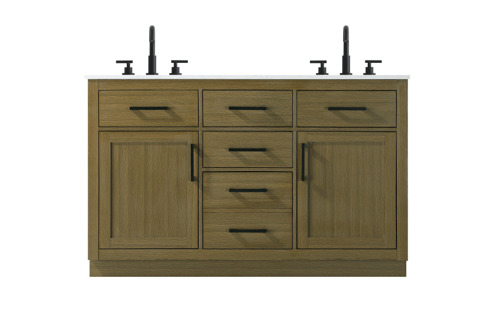 Alden 54 inch Double Bathroom Vanity in Chestnut Brown