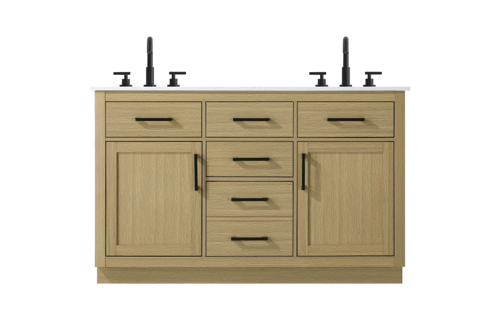 Alden 54 inch Double Bathroom Vanity in Honey Brown