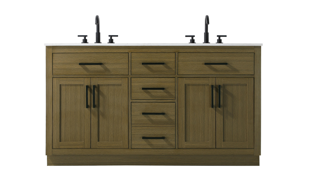 Alden 60 inch Double Bathroom Vanity in Chestnut Brown