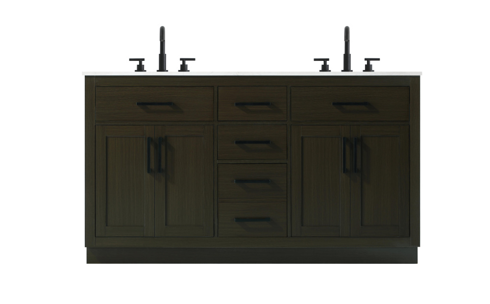 Alden 60 inch Double Bathroom Vanity in Mocha Brown