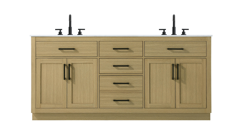 Alden 72 inch Double Bathroom Vanity in Honey Brown