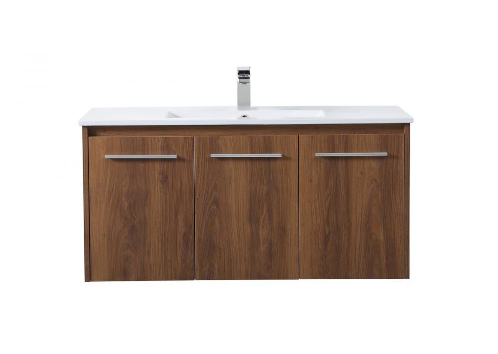 40 inch Single Bathroom Floating Vanity in Walnut Brown