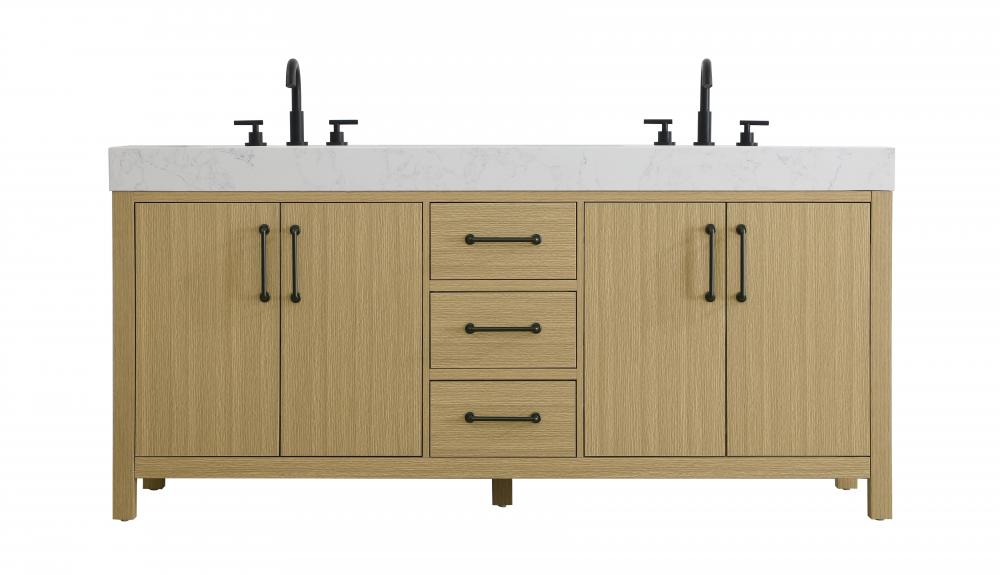 Vanity Cabinet 4DR 3DW 72&#34;W x 22&#34;D x 34&#34;H Honey Brown