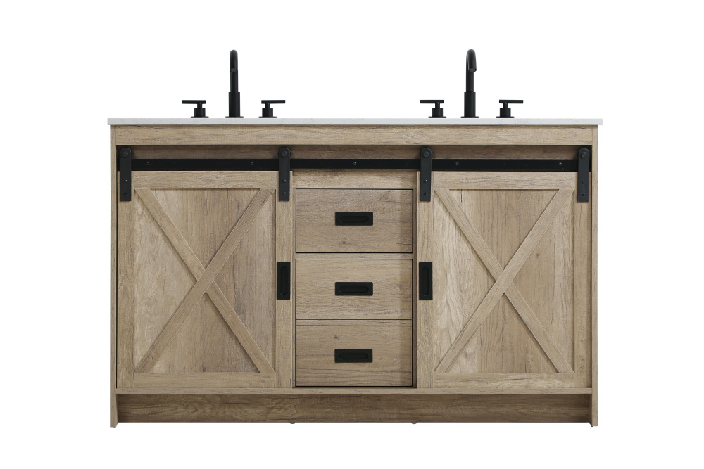 Austin 54 inch Double Bathroom Vanity in Natural Oak