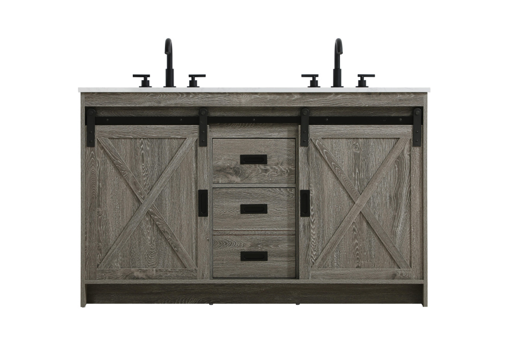 Austin 54 inch Double Bathroom Vanity in Rustic Grey