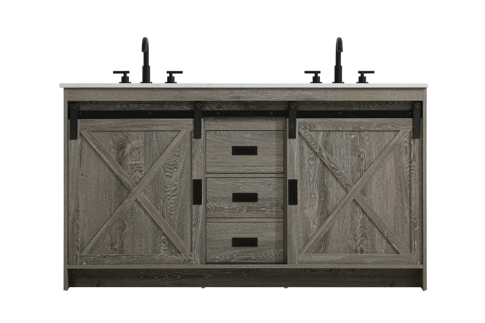 Austin 60 inch Double Bathroom Vanity in Rustic Grey