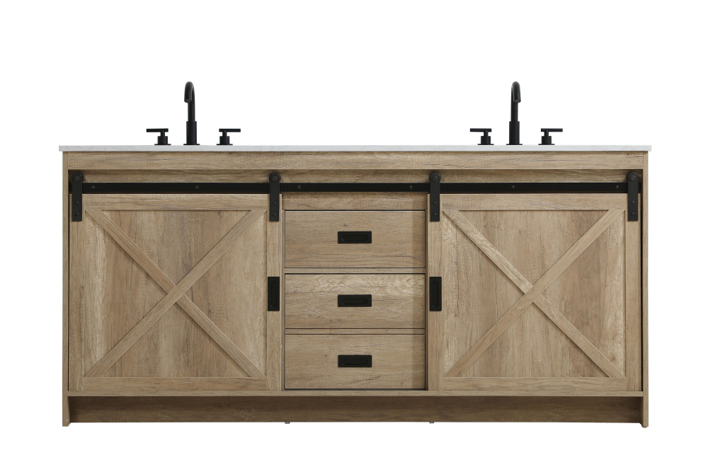Austin 72 inch Double Bathroom Vanity in Natural Oak