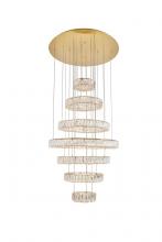 Elegant 3503G34G - Monroe Integrated LED Light Gold Chandelier Clear Royal Cut Crystal