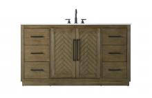 Elegant VF29060HO - 60 inch Single Bathroom Vanity in Hazel Oak
