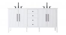 Elegant VF29672DWH - 72 inch Double Bathroom Vanity in White