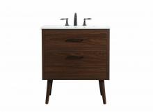 Elegant VF41030MWT - 30 inch Single bathroom vanity in walnut