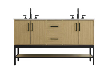 Elegant VF60760DMHB - 60 inch Double Bathroom Vanity in Honey Brown
