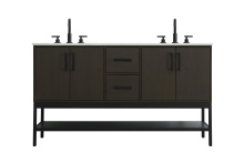 Elegant VF60760DMMB - 60 inch Double Bathroom Vanity in Mocha Brown